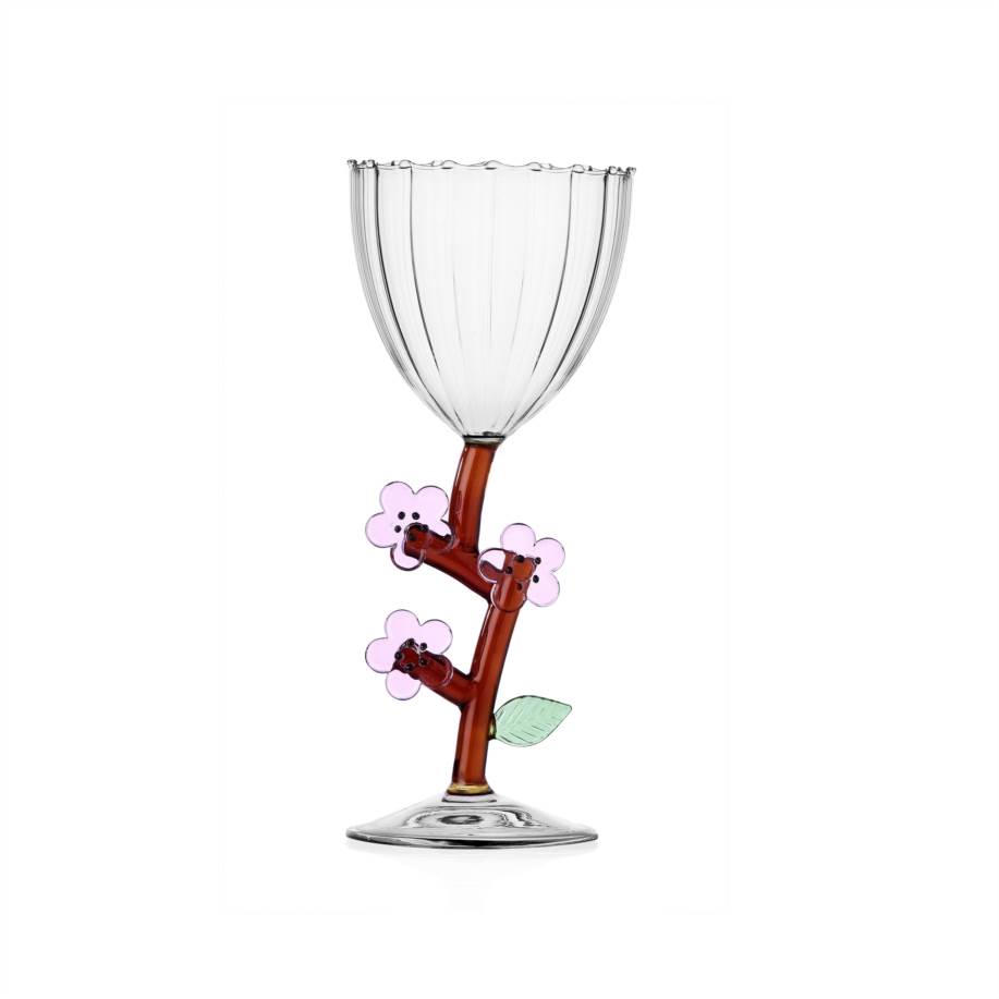 Stemmed glass peach blossom