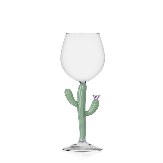 Stemmed glass cactus matt green