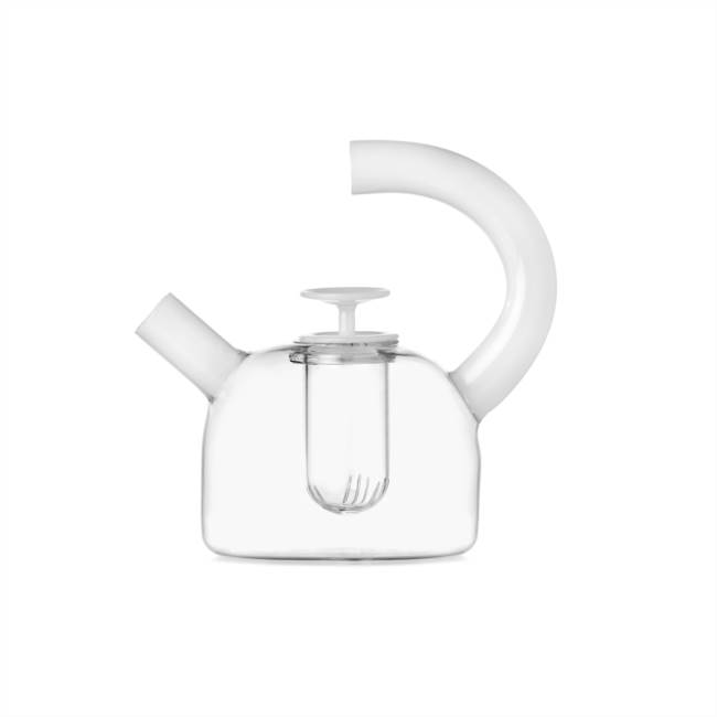 Teapot small w/ saucer clear/white