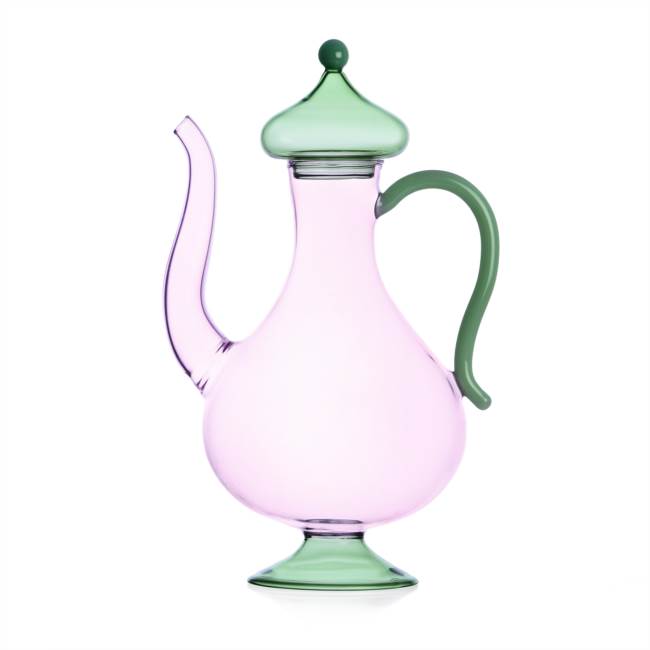 Pink teapot/coffee pot green lid