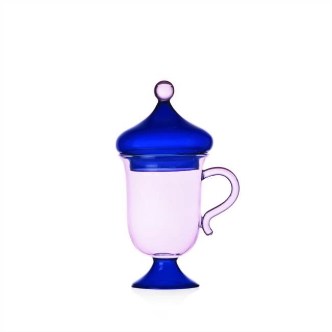 Lilac mug w/blue lid