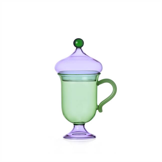 Green mug w/ lilac lid